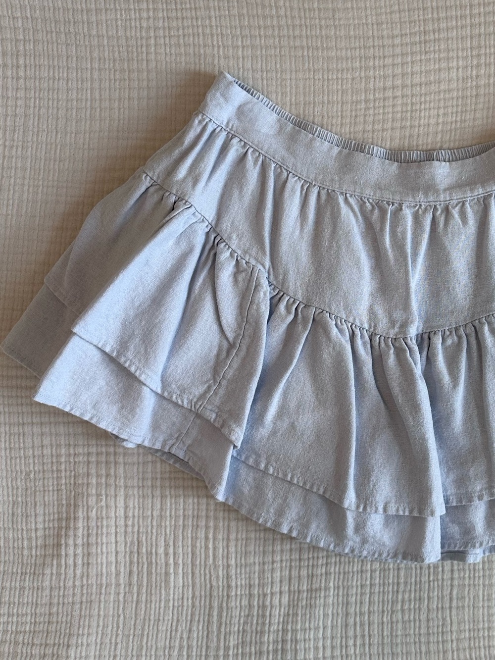 Abound Light Blue Linen Ruffle Mini Skort Size S